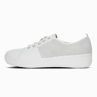 Fitflop F-Sporty Leather Scoop-Cut Perf Sneakers Dame, Hvite 249-E62